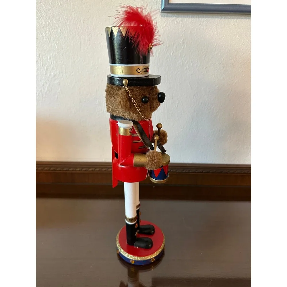 Holiday Inspirations Teddy Bear Nutcracker Drummer Red Soldier 16 Inch